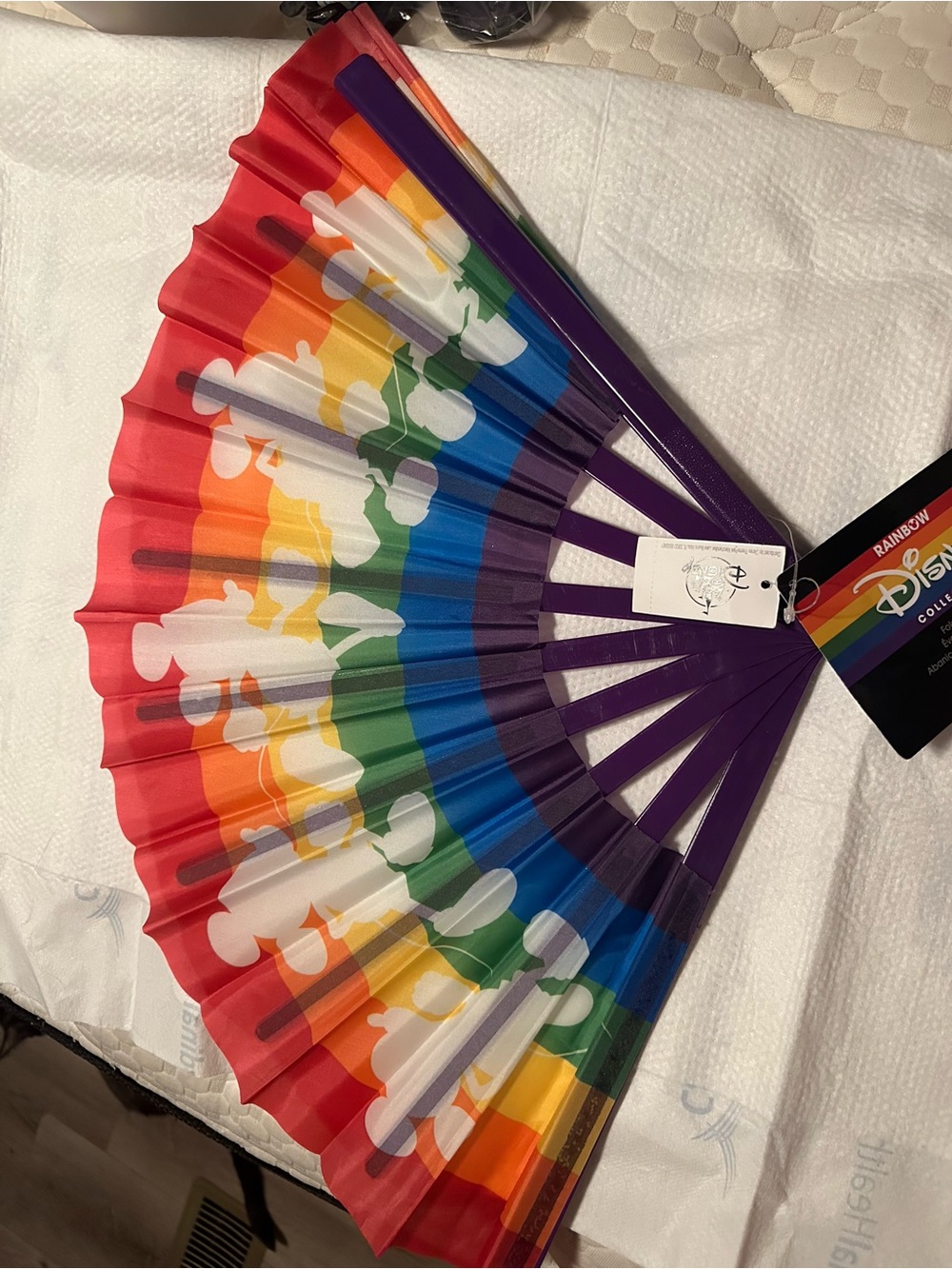 Disney Rainbow Pride Folding Fan with Purple Ribs